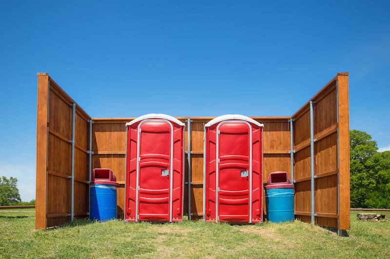 Short-term porta potty units staged for delivery in Roseburg, Oregon